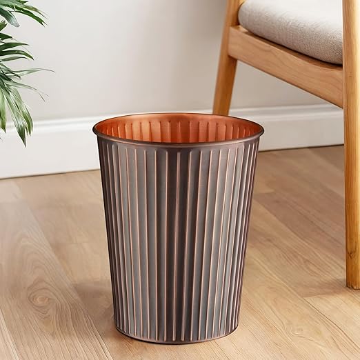 Monarch Abode Antique Copper Handcrafted Ridge Embossed Metal Wastebasket for Home Office, Decorative Waste Basket, Modern Bathroom Garbage Can, Antique Copper Trash Can