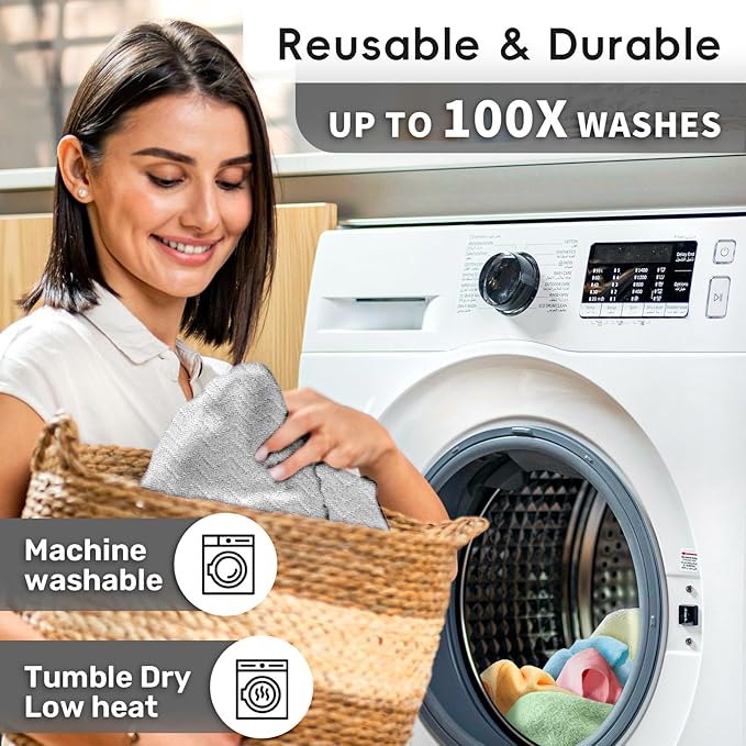 Microfiber Cleaning Cloths Roll, 75 Pack Tear Away Microfiber Towels Roll, 12" x 12" Lint Free Rags, Reusable Cleaning Cloths, Washable, Scratch Free,Ultra Absorbent Dish Rags(Grey Ripple)