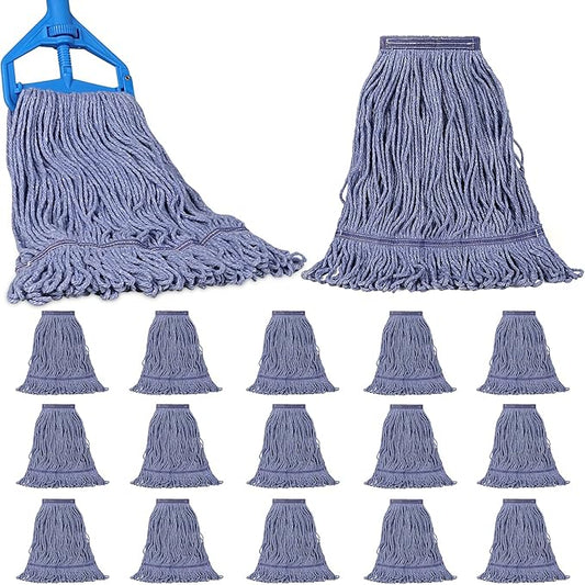 JERIA 16 Pack Heavy Duty Mop Head Replacements,String Mop Head for Commercial,Used for Home,Office and Kitchen,Washable,Reusable Mop