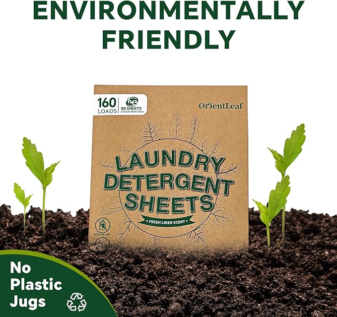 Laundry Detergent Sheets Fresh Scent, Eco-Friendly, Powerful Cleaning, Up to 160 Loads (80 Sheets), Hypoallergenic Laundry Soap for Travel and Home Washing