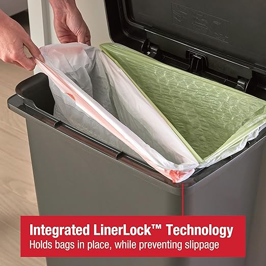 Rubbermaid Premier High-Capacity Step-On Trash Can, 19 Gallon, Single or Dual Stream Trash or Recycling, Charcoal, Stainless-Steel Rim, Lid Lock, Quiet Lid, for Home/Kitchen/Garage/Apartment