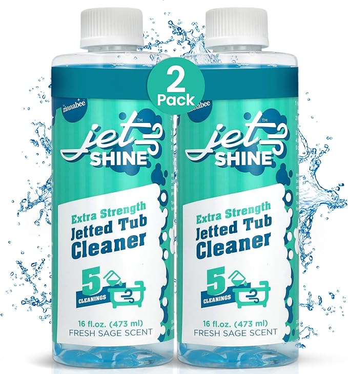 Jetted Tub Cleaner for Jacuzzi, Bathtubs, Whirlpools - Pack of 2, 16oz Sage Scented Jacuzzi Tub Cleaner to Help Clean Dirt and Soap Buildup, 5 Cleanings per Bottle