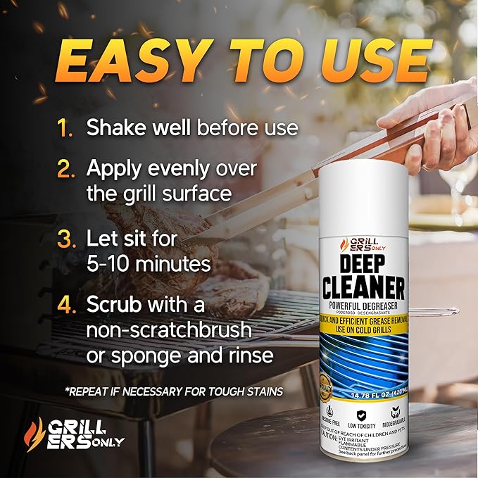 2-Pack Deep Grill Cleaner & Degreaser 14.8 fl oz each | Interior-Only Spray for Electric Gas & Charcoal Grills