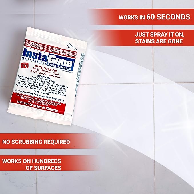 Stain Remover - 20 Pack REFILL for Larger Areas - Indoor/Outdoor Ceiling, Wall, Bathroom, Roof, PVC Fence, Patio Furniture, Vinyl, Concrete & More