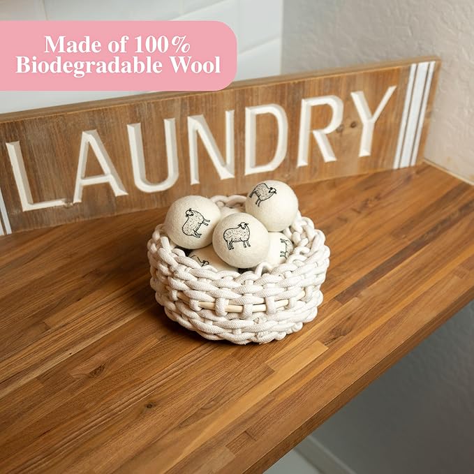 Lavender Scented Wool Dryer Balls – 4 XL Pack – Natural Fabric Softener, Reusable, Reduces Static, Reduces Wrinkles & Shortens Drying Time, Made W/Essential Oil, 100% Pure Wool