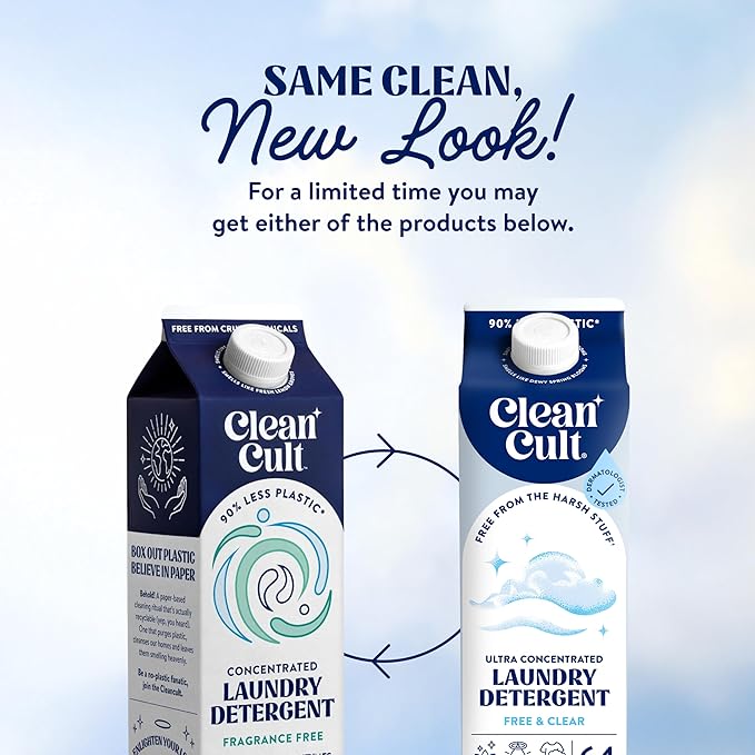 Ultra Concentrated Liquid Laundry Detergent Soap, 192 loads (96 oz), 90% Less Plastic, No Harsh Chemicals, Free & Clear, Defeats Stains & Odors, Eco-friendly, HE/Standard Compatible