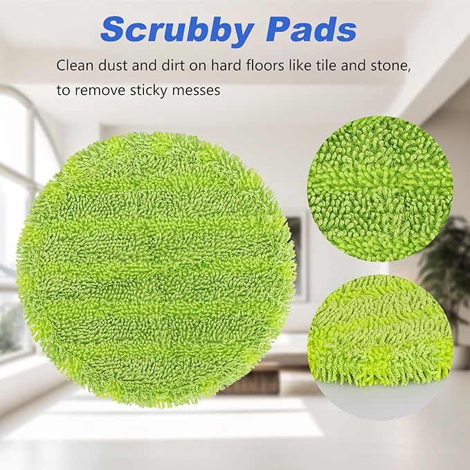 Electric Mop Pads, 6.3inch Floor Cleaning Round Spin Mop Pads for Electric Mop, 6.3inch Round Electric Mop Pads(6 Pack)