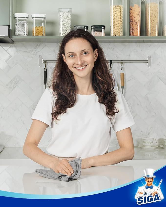 MR.SIGA Microfiber Cleaning Cloth, All-Purpose Microfiber Towels, Streak Free Cleaning Rags, Pack of 15, Gray, Size 30 x 30 cm(11.8 x 11.8 inch)