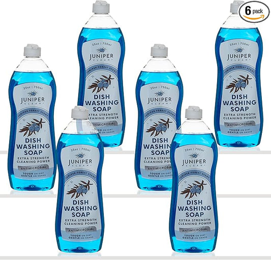 Dish Soap, Juniper Scent, Liquid Dish Washing Soap Squeeze Bottle 25 Fl Oz (Pack of 6)