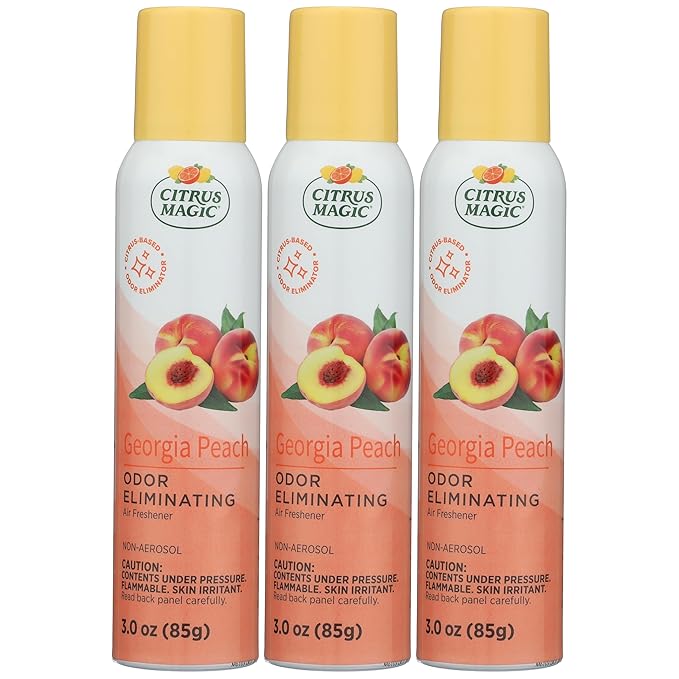 Citrus Magic Odor Eliminating Air Freshener Spray, Georgia Peach, 3-Ounce, Pack of 3