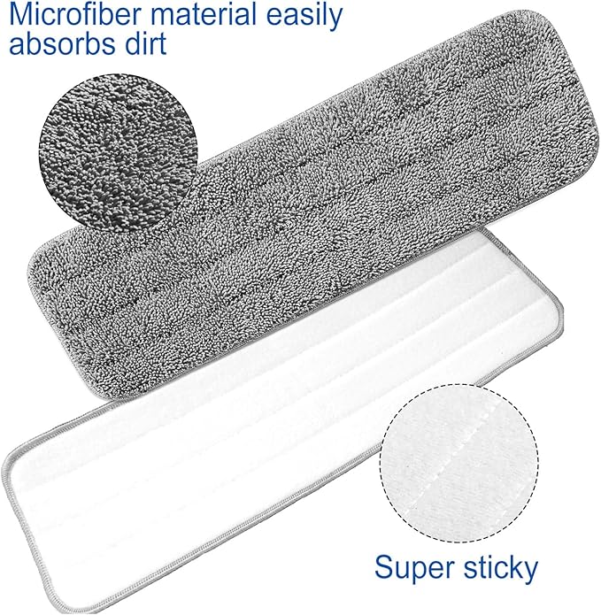 40 Pack Microfiber Cleaning Pads Machine Washable Replacement Head for Wet/Dry Mops Flat Reusable Household Replacement Mop Pad for Hardwood Floor Cleaning Scrubbing Fit Most Mops (Gray)