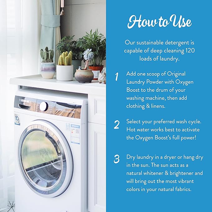 Molly's Suds 2-in-1 Original Laundry Powder with Oxygen Brightener Boost | Clean Laundry Detergent & Stain Remover | Peppermint with Hint of Lemon, 120 Loads