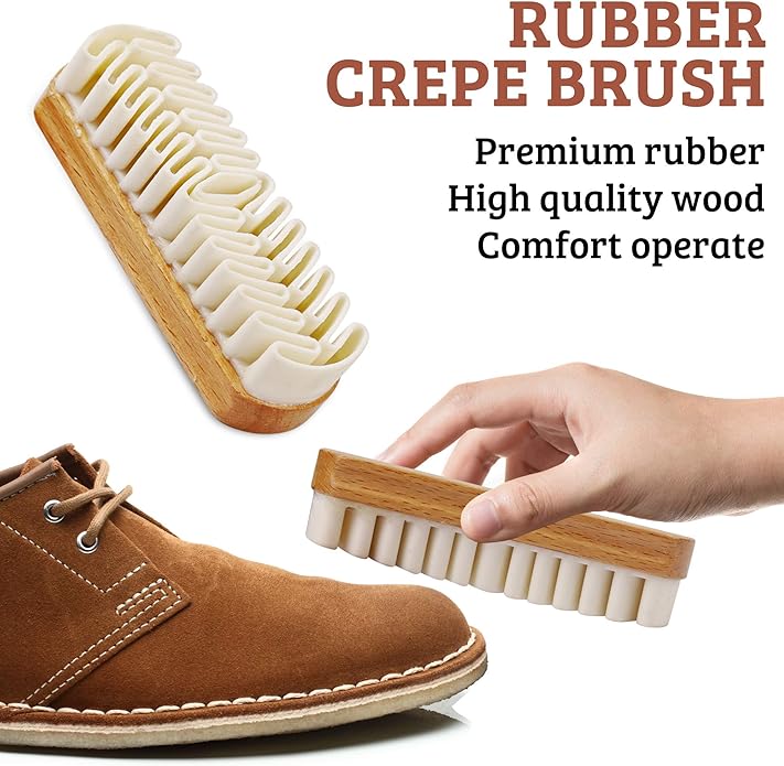 TAKAVU Premium Suede & Nubuck Cleaning Kit - Crepe Brush, Brass Bristle Brush, Microfiber Towel Cloth, Cleaning Block Eraser for Shoes, Boots