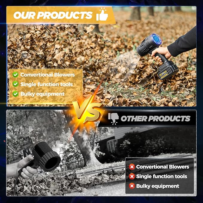 2025 Upgraded Portable Dust Cleaner,Compressed Air Duster with Adjustable Speed,Handheld Cordless Leaf Blower Dust Cleaner,Jet Dry Blower Fan for Outdoor,Cleaning,Camping (Black 1 Battery)