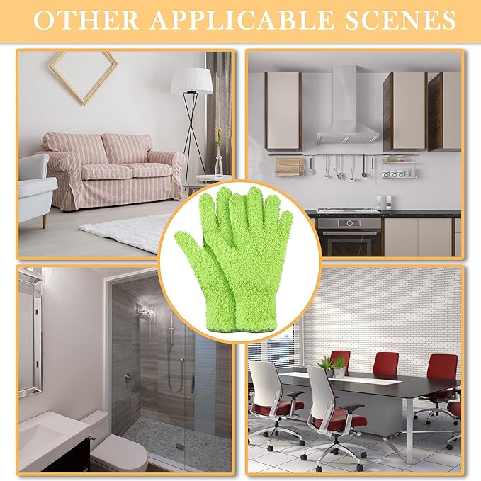 Patelai 3 Pairs Microfiber Plant Dusting Gloves Leaf Cleaning Gloves for Indoor Plants, Blinds, Furniture, House (Small,Green Yellow, Water Blue, Pink)