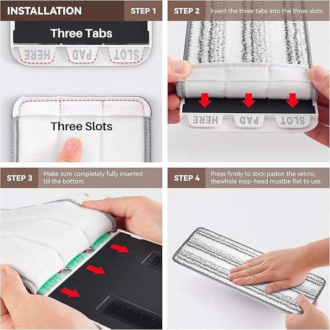 Microfiber Flat Mop Pads, 13-Inch Washable and Reusable Refills, 6-Pack Replacement for Wet and Dry Floor Cleaning, Compatible with 11-13" Hook and Loop (Velcro) Flat Mops