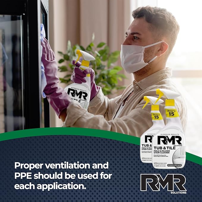 RMR - Tub and Tile Cleaner, Mold Stain & Mildew Stain Remover, Industrial-Strength, No-Scrub Cleaner, 32 Fl Oz, 2 Pack