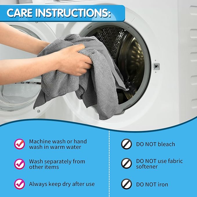 FIXSMITH Grey Microfiber Cleaning Cloth, Pack of 50, 16"X12" Cleaning Rags for Housekeeping and Kitchen, Reusable Shop Towels, Microfiber Towels for Cars, Lint Free, Scratch-Free, Highly Absorbent