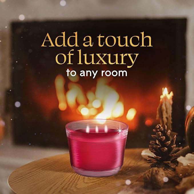 Glade 3-Wick Scented Candle Jar, Pomegranate & Currant, Air Freshener Infused with Essential Oils, 6.8 Oz, 3 Count