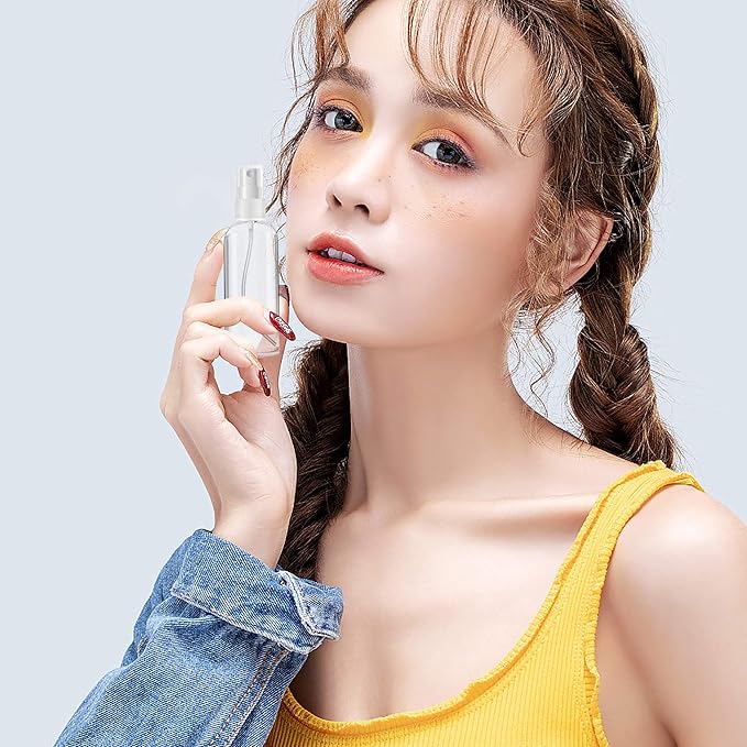 ZEROFIRE 4 Pack Spray Bottles 2oz Clear Plastic Empty Refillable Mini Spritzer for Travel, Cleaning, Gardening, Skin Care Atomizer for Essential Oils, Perfume