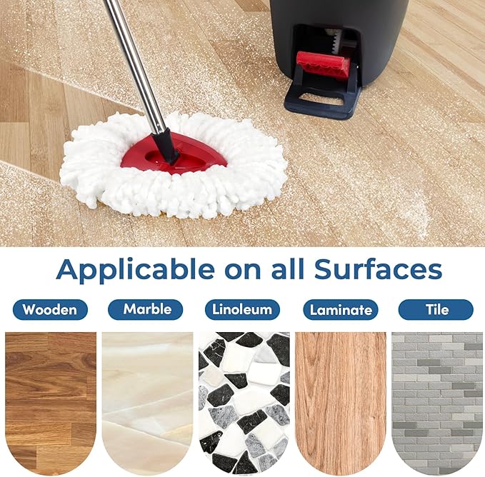 Matthew Cleaning 12Pack White Microfiber Spin Mop Replacement Head Compatible with EasyWring Spin Mop Replace Head-EasyWring High Absorbency,Machine Washable,Microfiber Spin Mop Refills