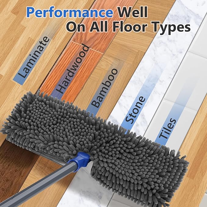 Masthome Microfiber Mops for Floor Cleaning,Dust Mop with 4 Reusable Pads,Flat Flip Mops for Wet & Dry Use,Professional Microfiber Mop for Hardwood, Laminate,Tile Floor Cleaning-1 Scraper