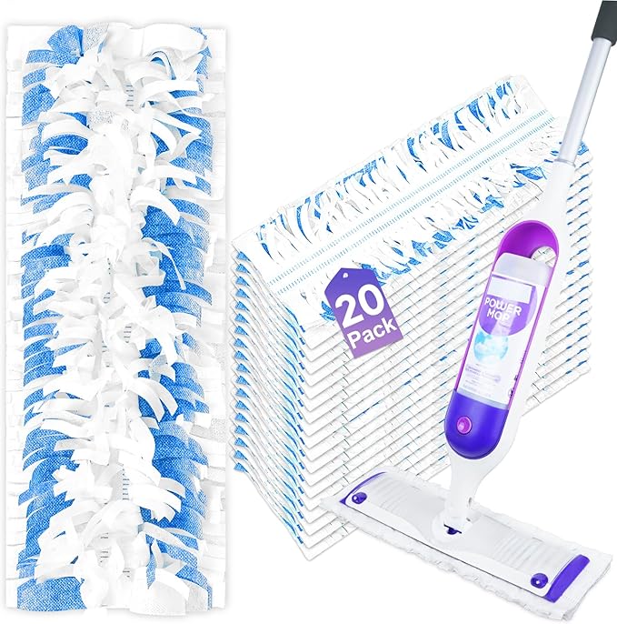 20 Pack Disposable Mop Pads for Swiffer Power Mop Pads, Replacement for Power Mop Refills Power Mop Pads, Multi-Surface Mop and PowerMop Wood Mop Floor Cleaning