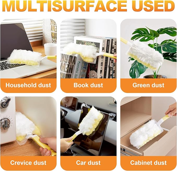 JOYMOOP Disposable Duster Set, 30 Pcs 360 Heavy Duty Duster Refills with 1 Dusting Wand, Disposable Dusters for Cleaning Home & Car, Multi-Surface Dusters, for Dusting Corners, Ceiling Fans, Furniture