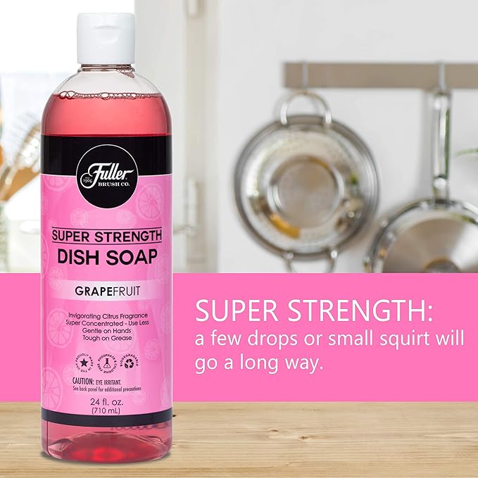 Fuller Brush Super Strength Dish Soap ? Economical ? Use Much Less ? For Dishes, Glasses, Silverware, Utensils, Pots, Pans, Countertops, Tables ? Invigorating Fragrance (Grapefruit) 2 Pack