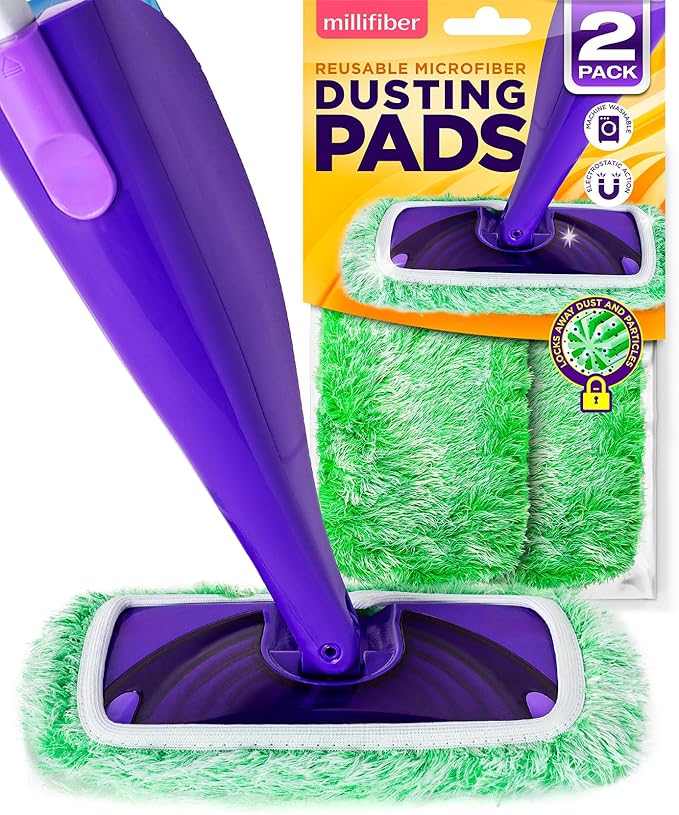Floor Duster Refill Compatible with Swiffer WetJet (2 Pack) - Microfiber Mop Pads for Dusting Cloths - Reusable Replacements Mop Pads
