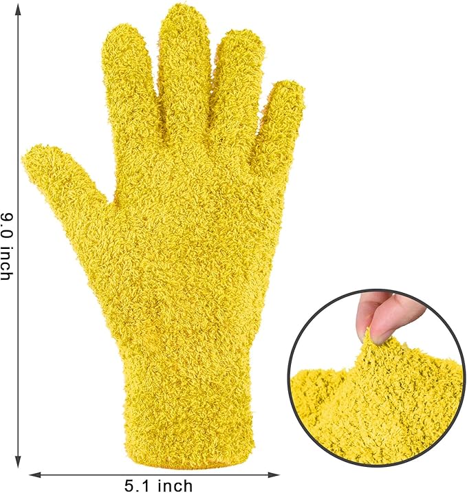 Bencailor 6 Pairs Microfiber Dusting Gloves, Dusting Cleaning Gloves Microfiber Gloves for Plants House Blinds Car Dust Mitt (Vibrant Color,Medium)