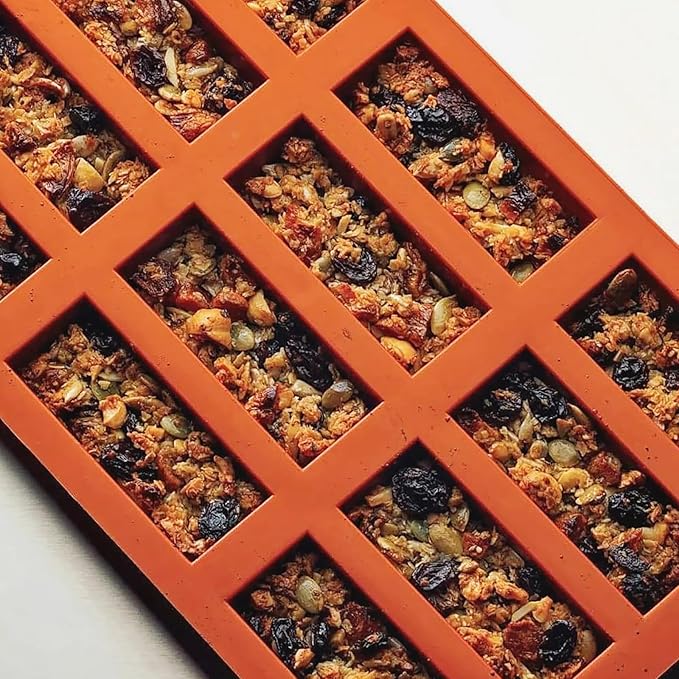 Silicone Granola Chocolate Molds, 12 Cavity Rectangle Mold for Chocolate Cheesecake 11.6 x 6.7 inches
