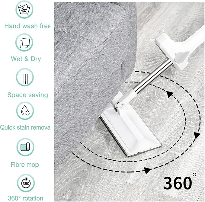 Microfiber Mop Pads, 18 Inch Mop Cleaning Pads Fit Wet Dry Wood Floor Mop with 6 Pcs Washable Pads, Reusable Replacement Mop pads for Floor (Gray))