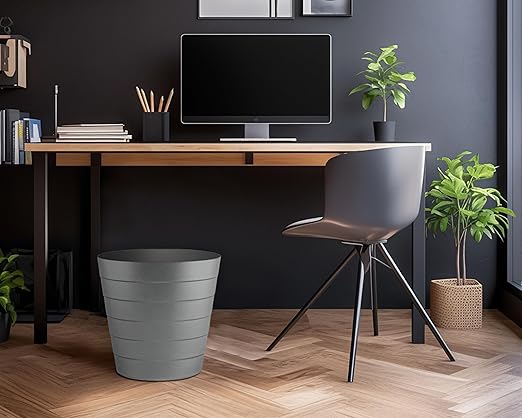 Small Trash Can (2.1 Gallons), Dorm Trash Can, Heavy Duty Dust Bin, Mini Garbage Can for Bedroom (Pack Of 3), Plastic Wastebasket, Bathroom Wastebasket (Grey) Round paper Trashcan, Office Trash Bin
