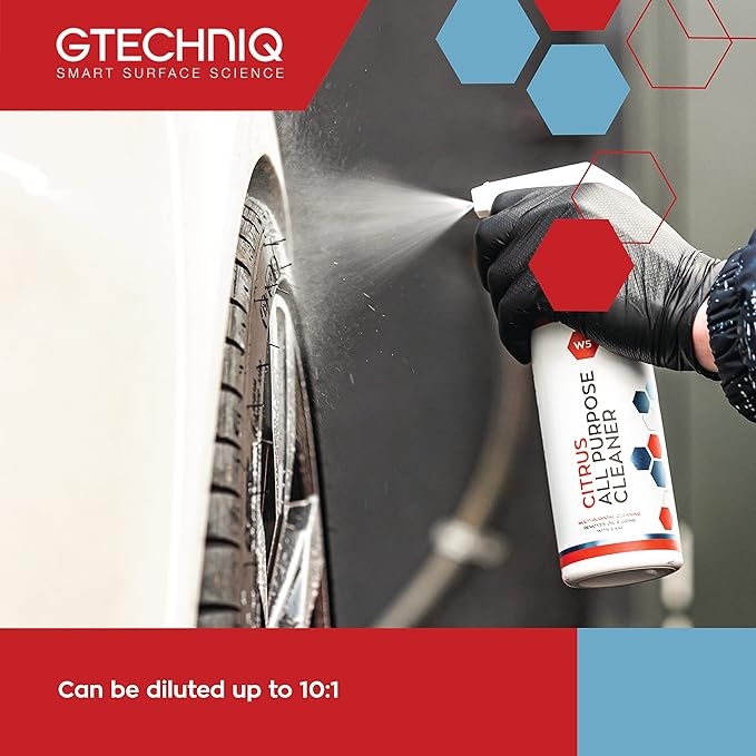 Gtechniq - W5 Citrus All Purpose Cleaner - Removes Oil and Grime with Ease; Does Not Damage Wax or Coatings; Use on Engine Bays or Carpet Stains to Remove Grease (5 Liters)