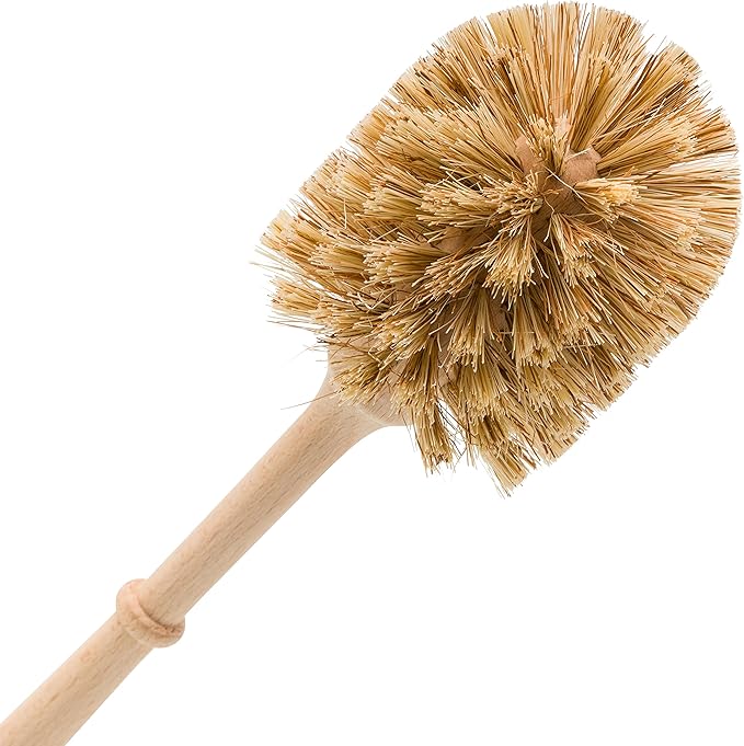 REDECKER Stiff Union Fiber Toilet Brush with Untreated Beechwood Handle - 14-1/2-inches - Made in Germany
