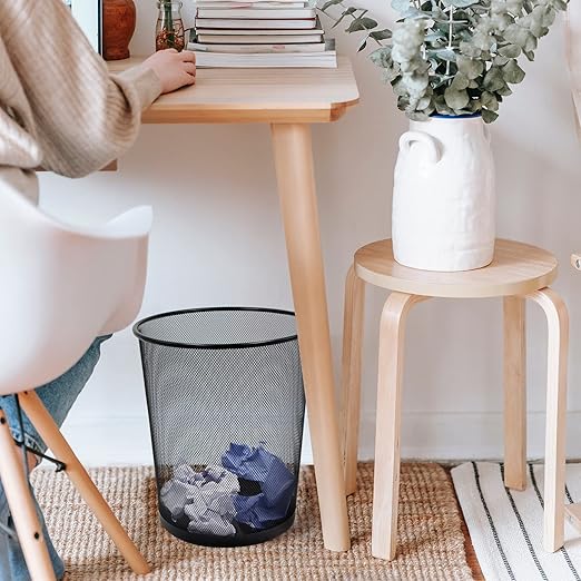 Black Mesh Trash Cans, 20 Pack 6 Gal Mesh Office Trash Can, Round Open Metal Wire Wastebaskets, Waste Basket Trash Can for Near Desk,Recycling Garbage Container Bin for Office,Home,School