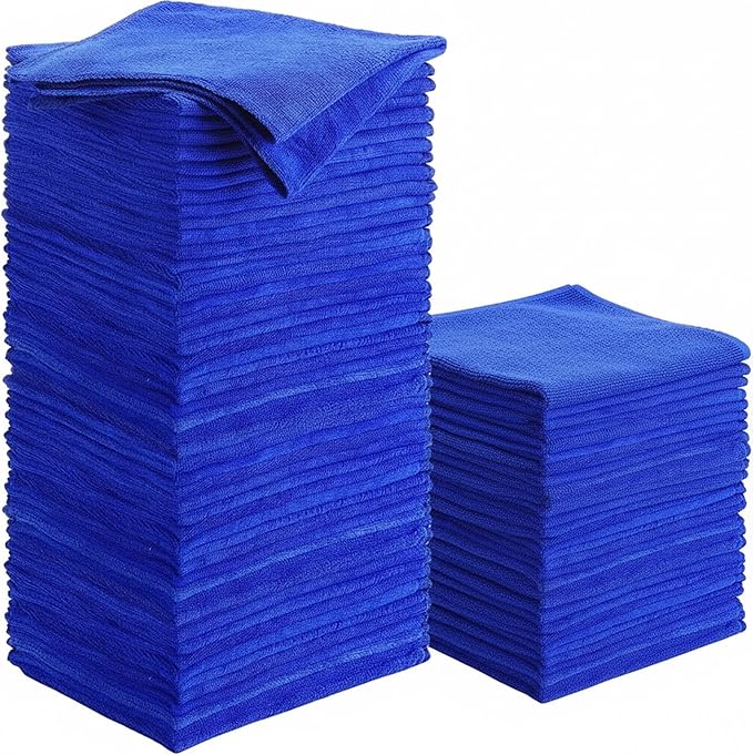 90 Pcs 15.75 Inch Microfiber Cleaning Cloths with 300 GSM Absorbent Fabric for Cars Windows Kitchen Household Surfaces and Drying Towels(Blue)