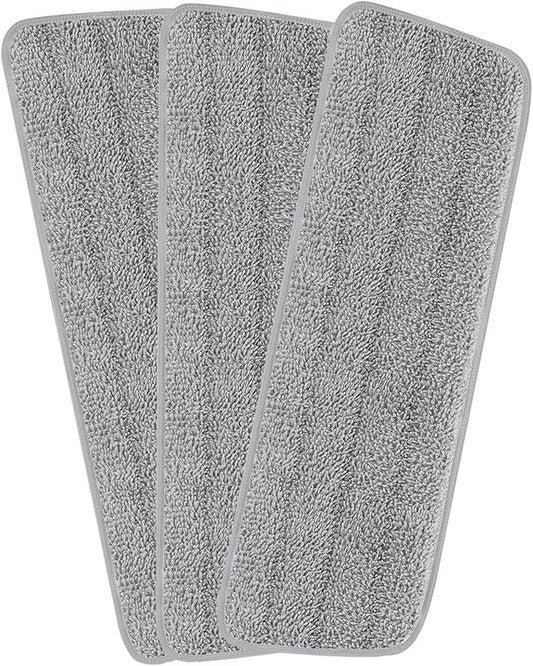 Set of 3 Microfiber Spray Mop Replacement Heads for Wet/Dry Mops Reusable Replacement Refills Fits for Bona Floor Care System (gray)
