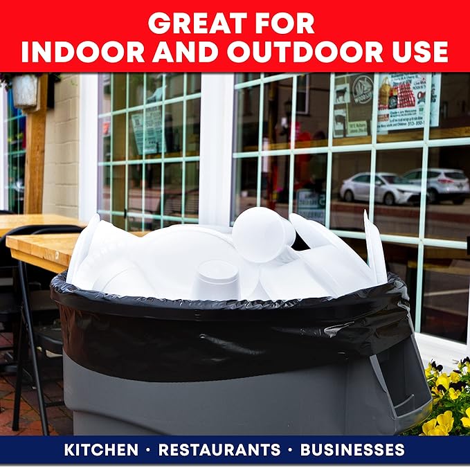 Veska Contractor Garbage Bags 55 Gallon Heavy Duty (MegaValue 50 Bags w/Ties) Contractor Trash Bags 50-60 Gallon 3 Mil Contractor Bag Heavy Duty 55 Gallon, Extra Large Industrial Contractor Trash Bags