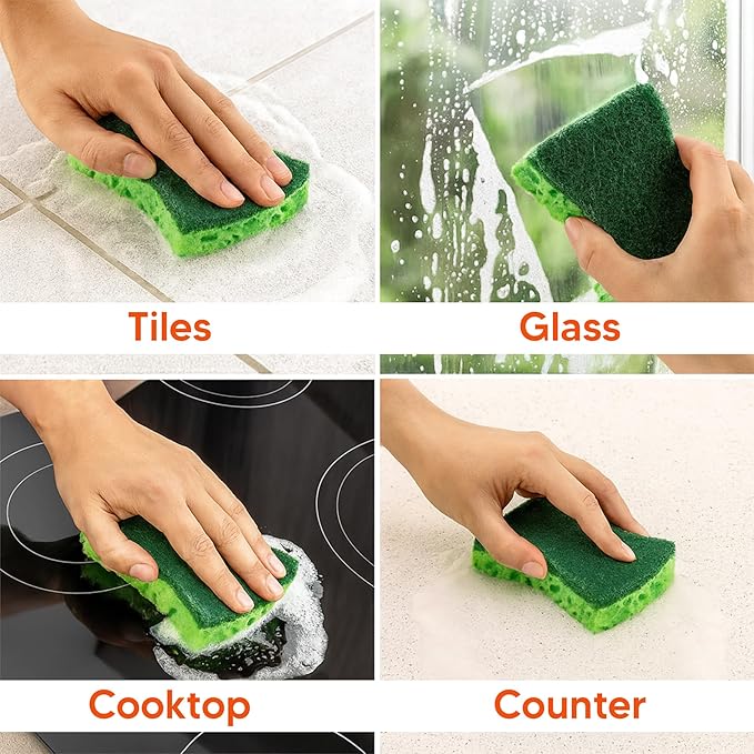 Macromax Coral Sponge – Ergonomic Heavy Duty Scrub Sponge for Kitchen – Large Pores for Extra Foam – Non-Scratch Dish Scrubber for Pots, Pans & Grills, 3-Pieces