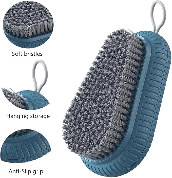 2pcs Carpet Cleaning Brush,Laundry Brush for Stains on Clothes, Scrub Brushes for Cleaning,Laundry Scrub Brushes for Clean Carpet,Clothes,Shoes,Tile etc (Grey+Blue)