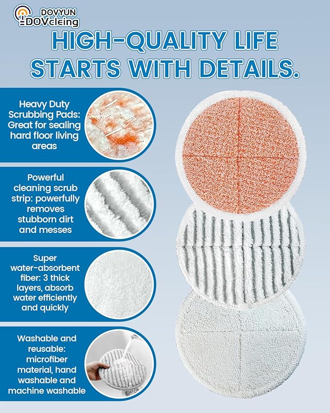 6 Pack Replacement Mop Pads Compatible with Bissell Spinwave Mop: 2124 2039 2039A 2039Q 2039T 2039W 20391 20393 20395 20399 2307 2315A 23157 23159