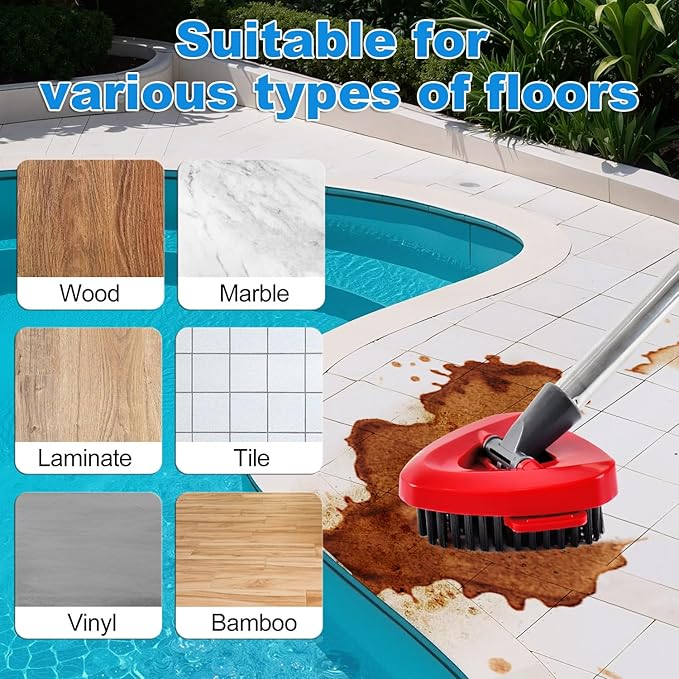 2 Pack Upgrade Scrub Brush Replace Heads Compatible with O Cedar EasyWring RinseClean 2 Tank Spin Mop, Scrubber Brush Mop Head for Ocedar Mop Scrub Brush of Hard Bristle to Floor Clean, Not for 1 Tank