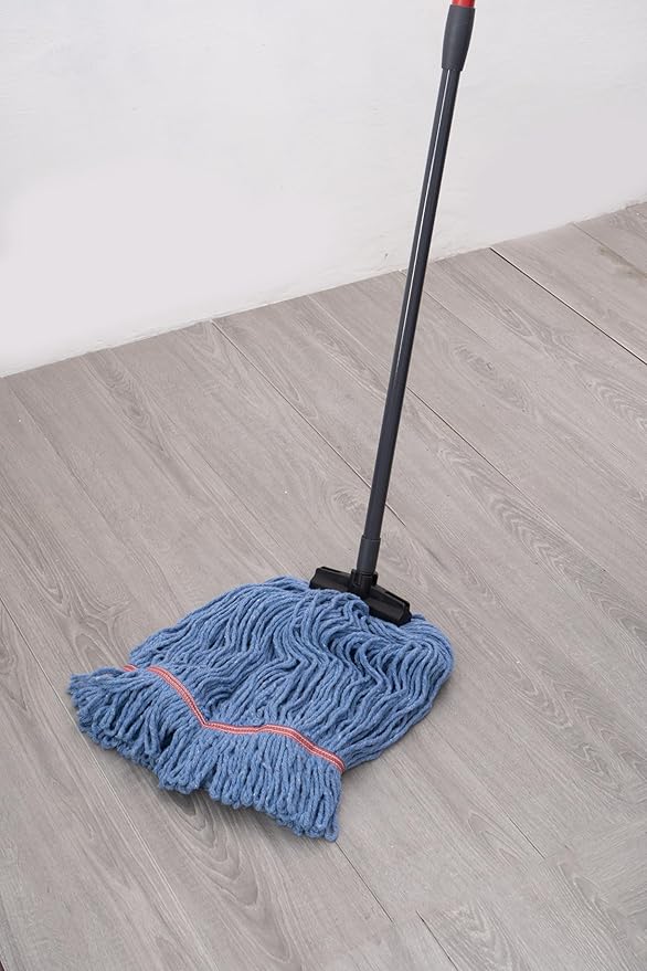 Matthew Commercial&Residential Mop Heavy Duty Industrial Mops with Screw-on Handle(Fit Standard American Screw) Looped-End String Wet Cotton Mops for Home,Office,School - 4 Set&4 Mop Replacements