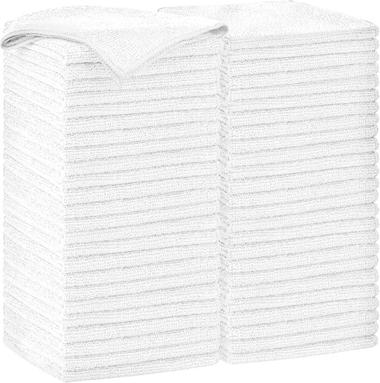 AIDEA Microfiber Cleaning Cloth-50PK, Soft Microfiber Towels for Cars, Absorbent Cleaning Rags, Lint-Free Streak-Free Wash Cloths for House, Kitchen, Window(12in.x12in), White