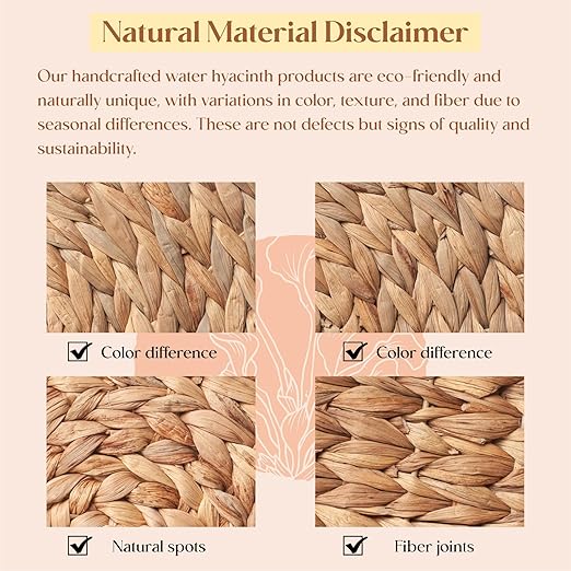 YANGQIHOME Wicker Trash Can with Lid, Water Hyacinth Garbage Can, Handwoven Wicker Waste Basket in Bathroom, Bedroom, Office, Living Room, Laundry Room, Blanket Basket 3.8 Gallon