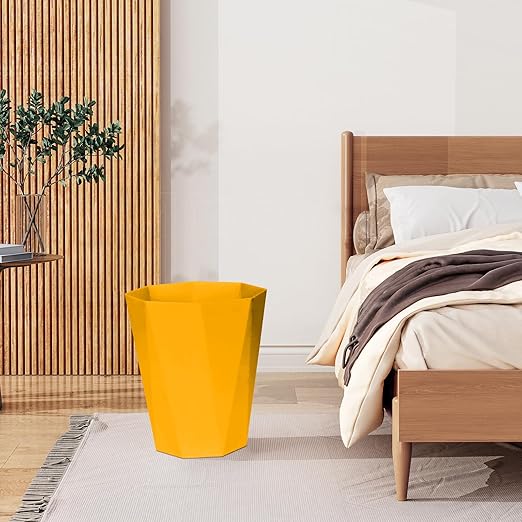 Plastic Trash Can - Waste basketbin for Office,Home,Bathroom,Kitchen - 1.8 Gallon - Yellow