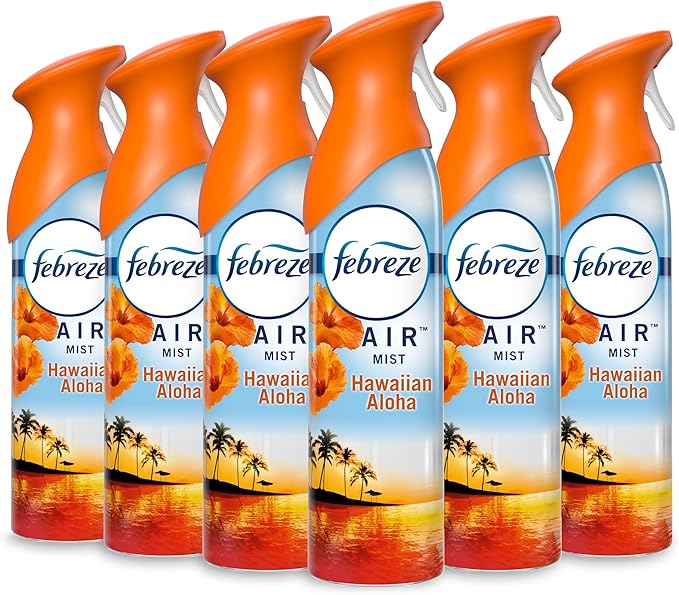 Febreze Air Freshener and Odor Fighter Spray, Hawaiian Aloha Scent, 8.8 Oz (Pack of 6)