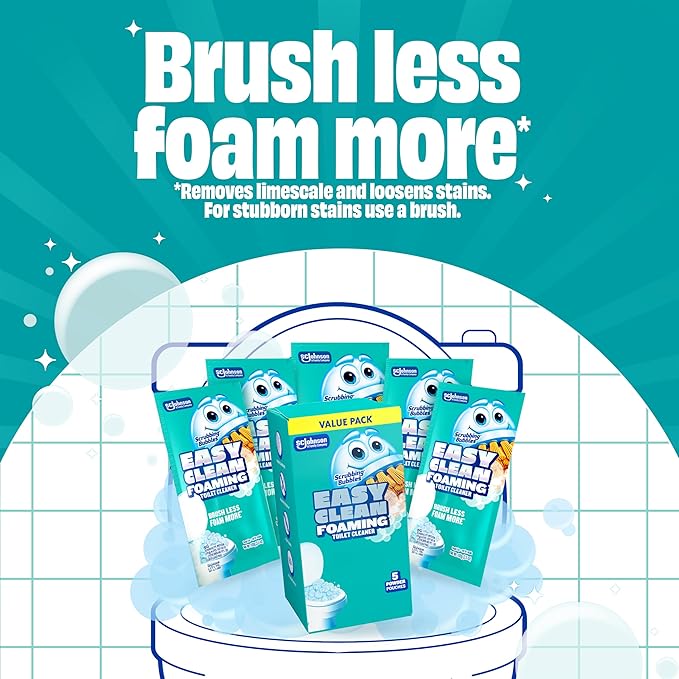 Scrubbing Bubbles Easy Clean Foaming Toilet Bowl Cleaner, Easy Toilet Drop In Powder Pouches, 100g (5 Pouches)